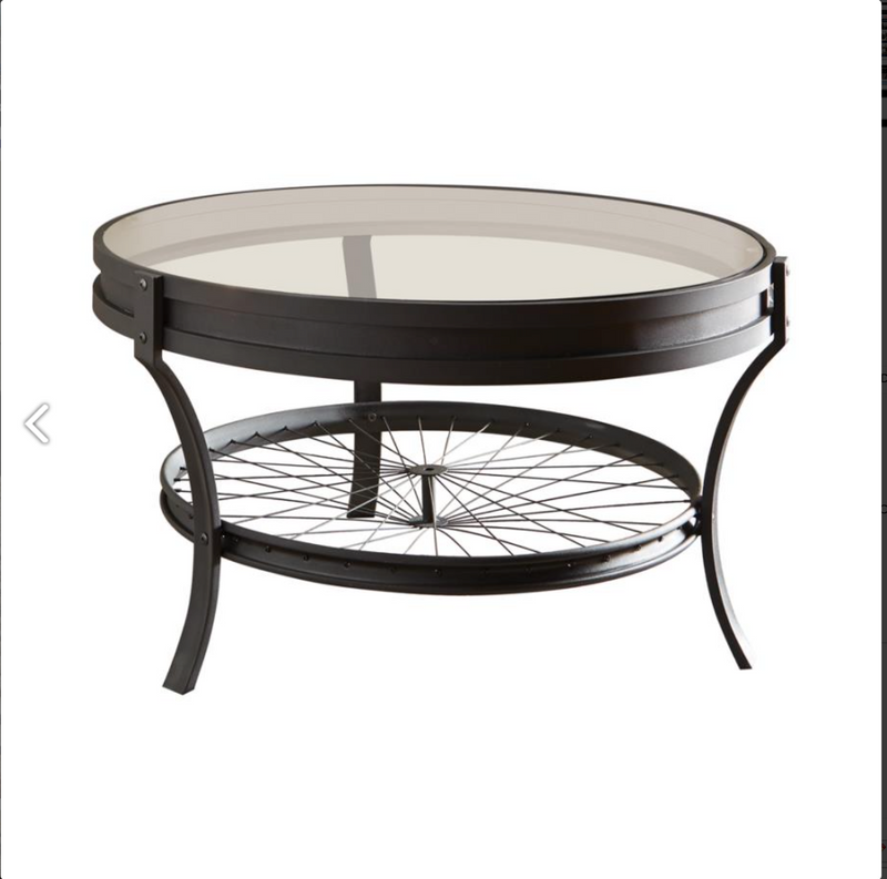 Round Metal & Glass Coffee Table